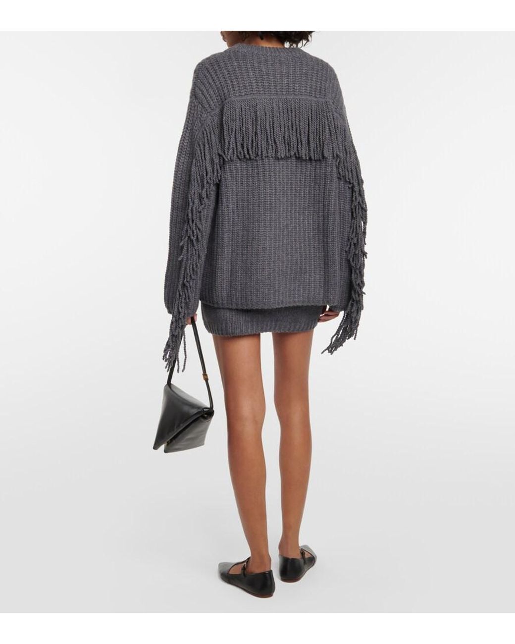 Lisa Yang Gray Hilma Fringed Cashmere Sweater