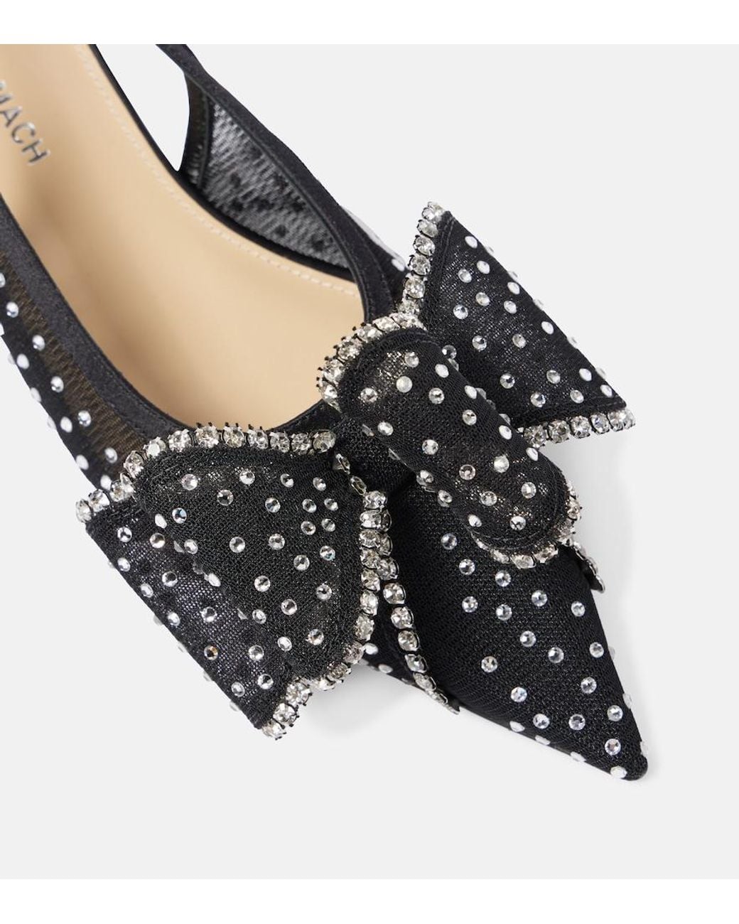 Mach & Mach Black Le Cadeau Mesh Slingback Flats