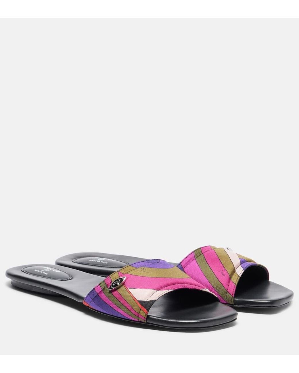 Emilio Pucci Multicolor Yummy Iride Silk Slides