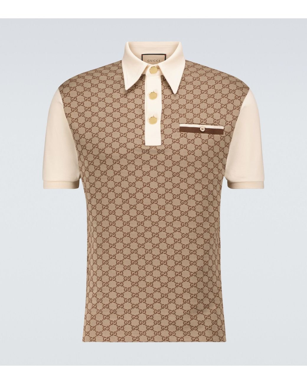Gucci GG Silk And Cotton Jacquard Polo Shirt in Natural for Men Lyst