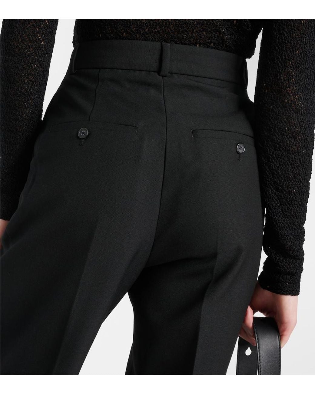 Totême Black High-Rise Tapered Pants
