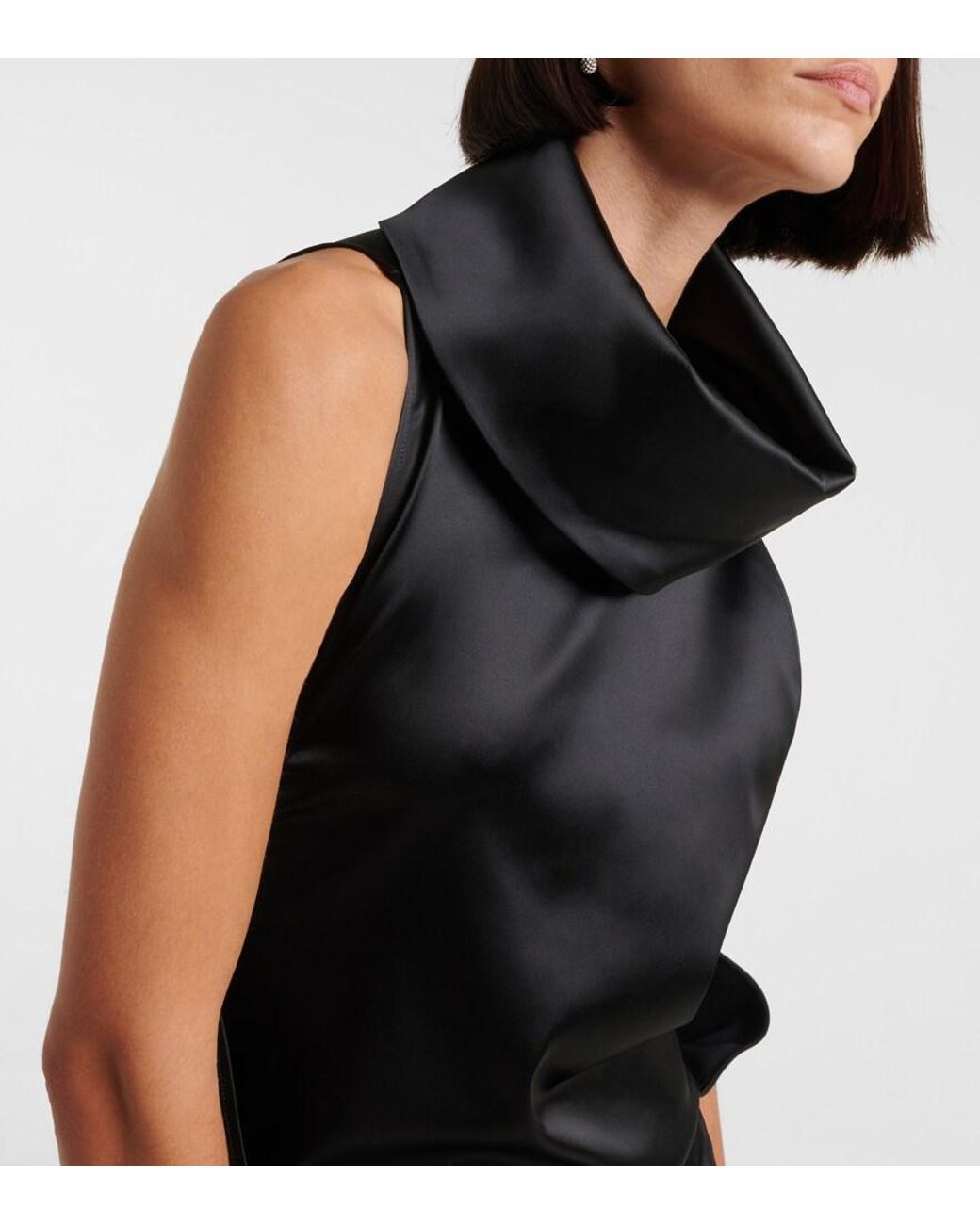 The Attico Black Satin Midi Dress