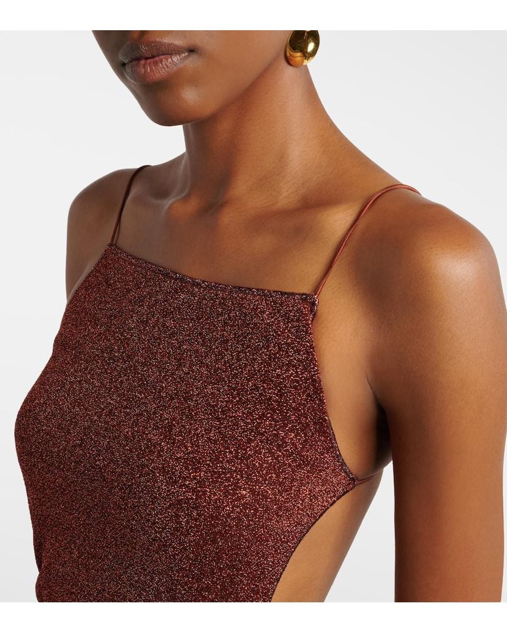 Oseree Purple Lumiere Shell Open-Back Maxi Dress