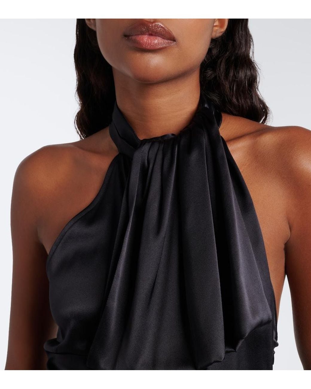 Nina Ricci Black Silk-Blend Satin Top