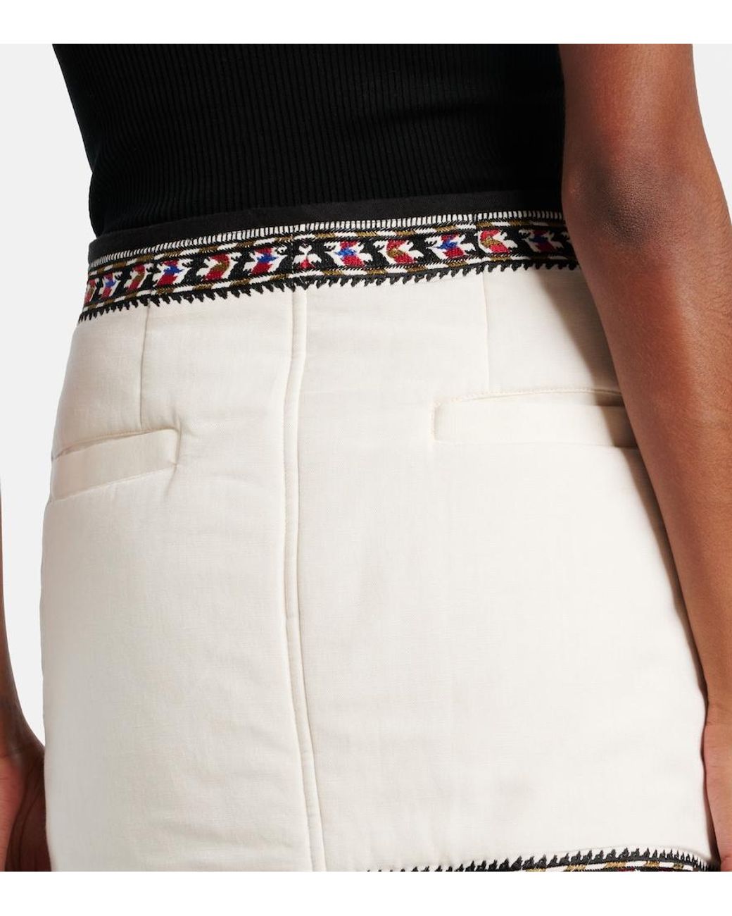 Isabel Marant Metallic Zeria Embroidered Cotton Miniskirt