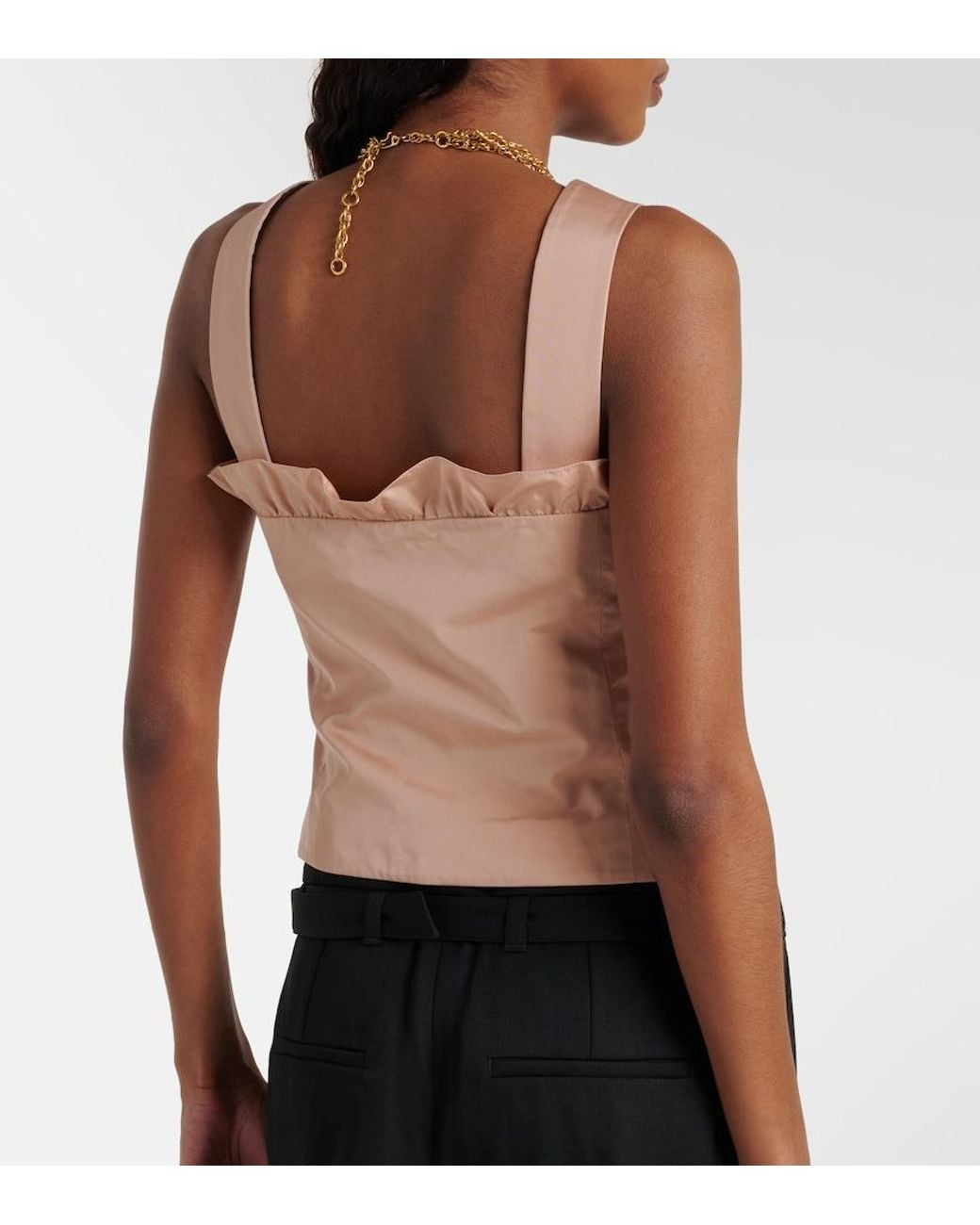 Chloé Pink Gathered Ruffled Taffeta Crop Top