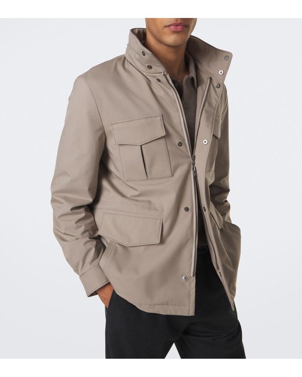 Agnona Brown Technical Field Jacket for men