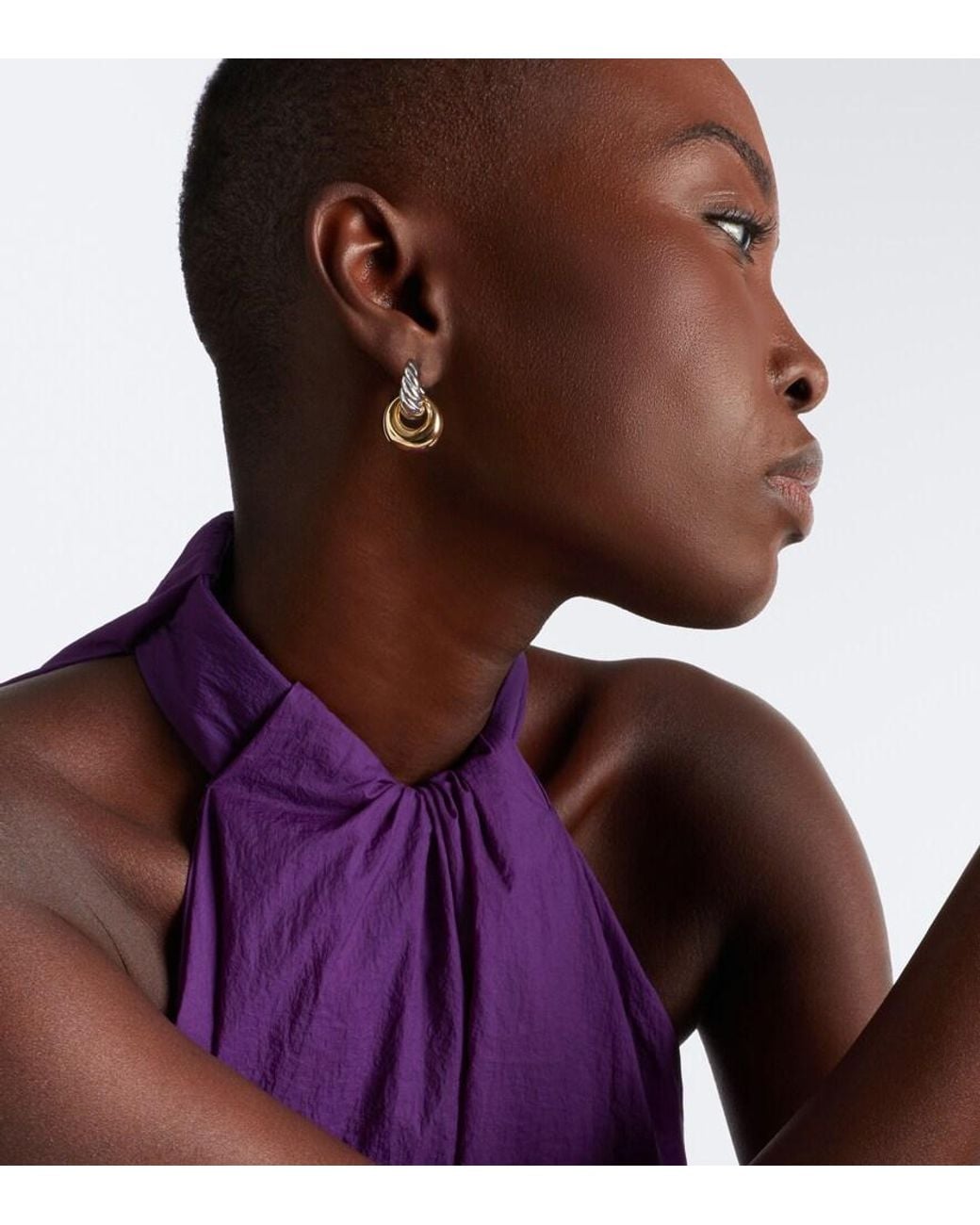 David Yurman Metallic Sculpted Cable Sterling And 14Kt Drop Earrings