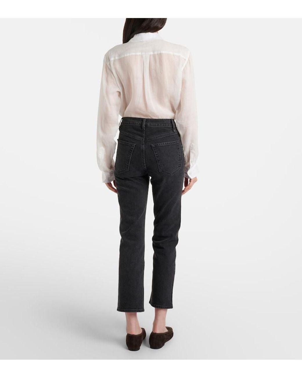 FRAME Blue Ruler Cropped Straight Jeans