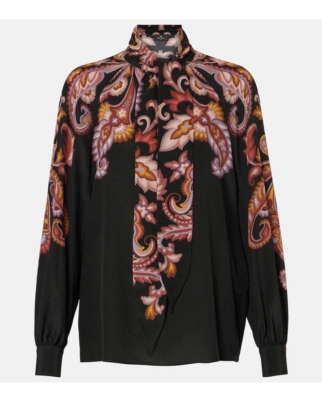 Etro Black Printed Crepe De Chine Blouse
