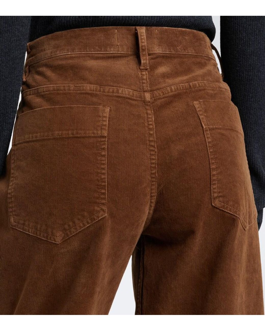 Nili Lotan Brown Tribeca Corduroy Barrel-Leg Pants