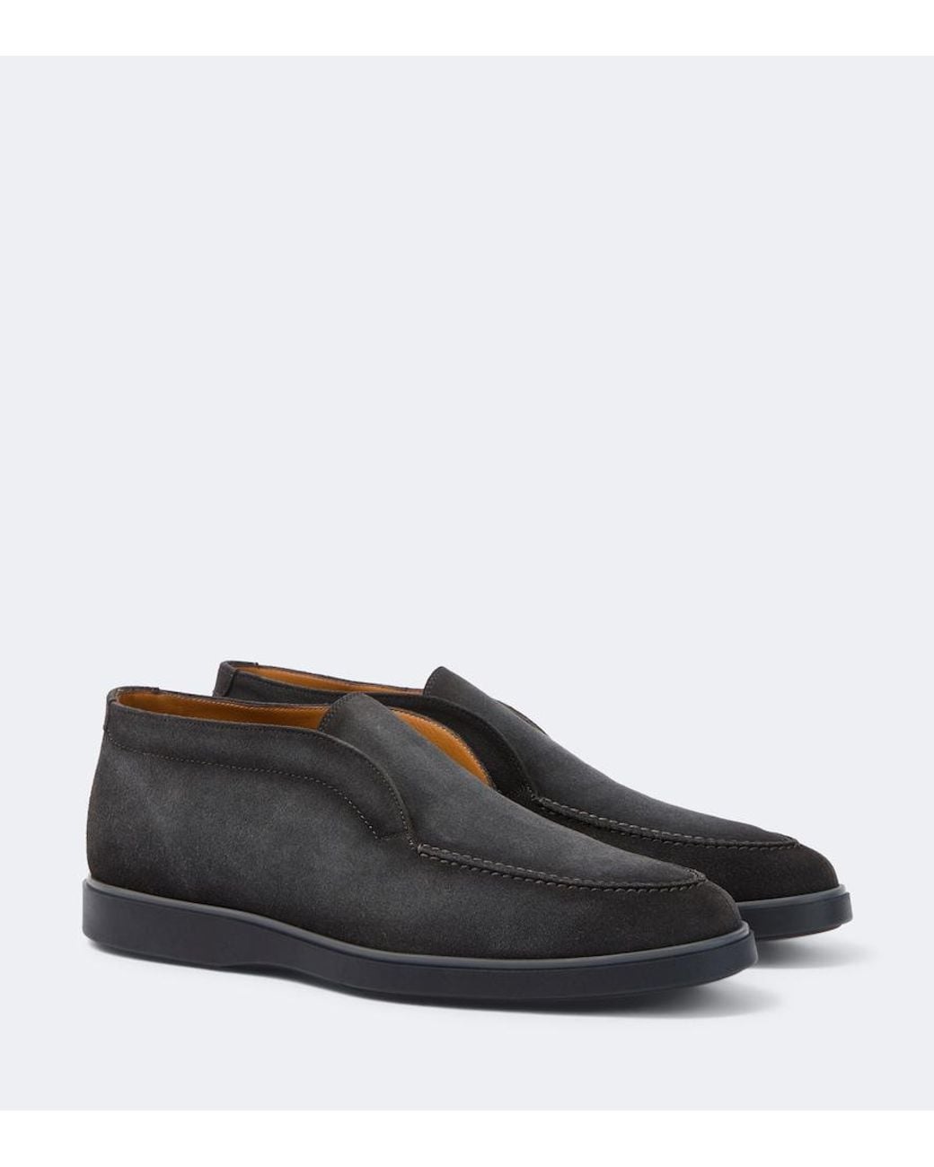 Magnanni Shoes Black Loda Suede Slip-On Shoes for men