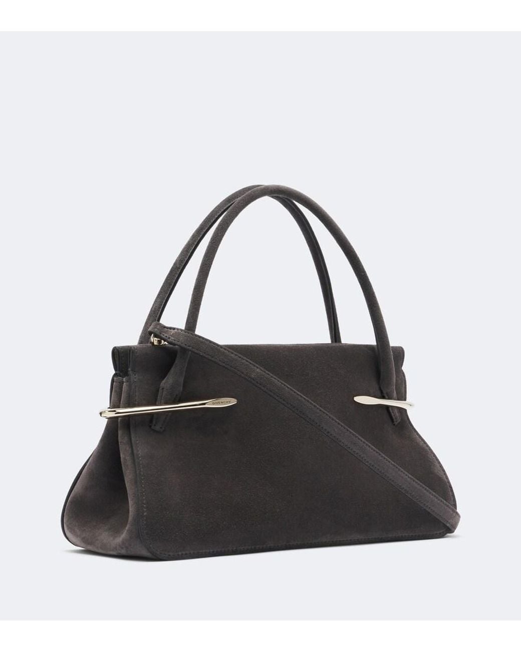 Givenchy Black Pinch Medium Suede Top-Handle Bag