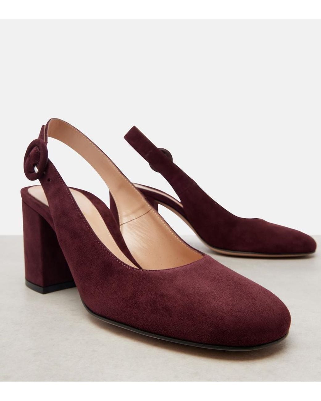 Gianvito Rossi Red Joelle Suede Slingback Pumps