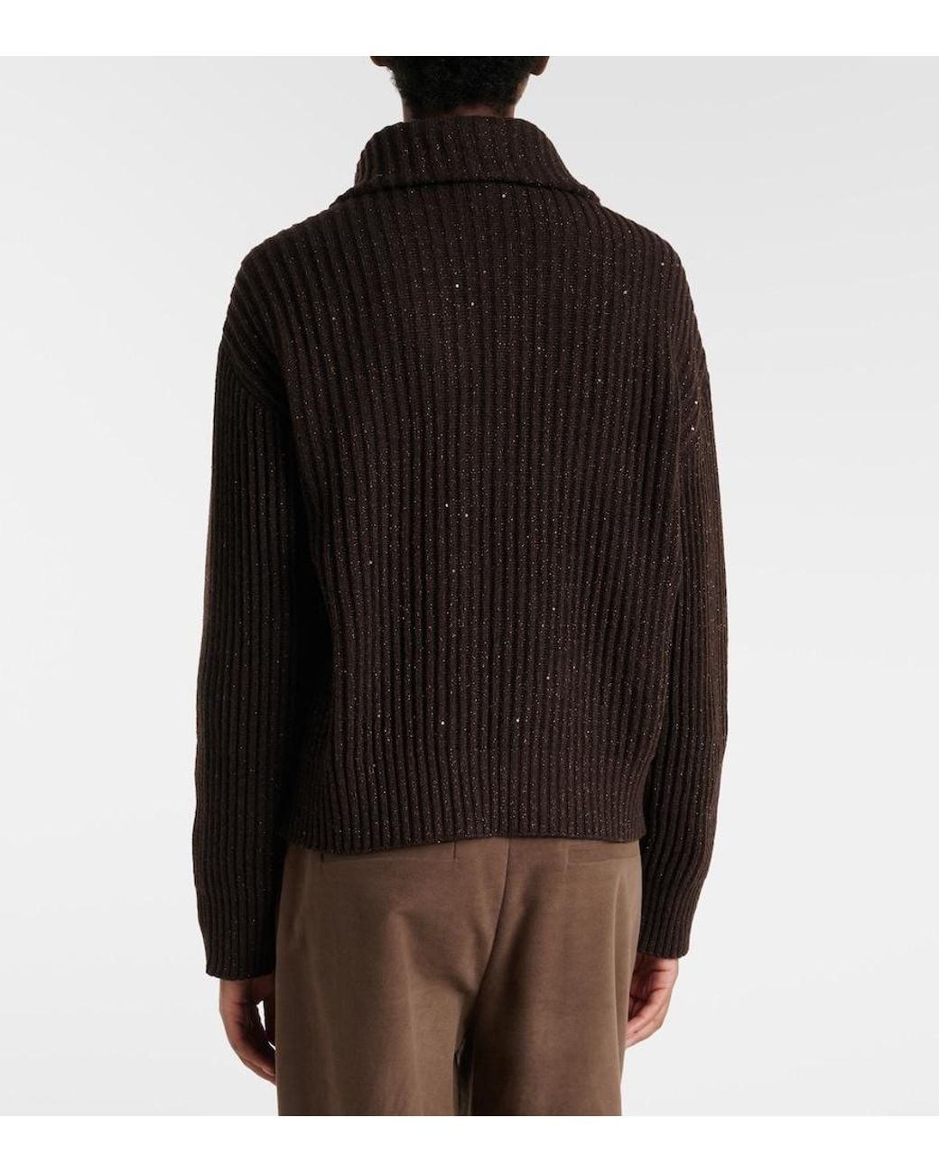 Brunello Cucinelli Black Monili Cashmere And Wool-Blend Cardigan