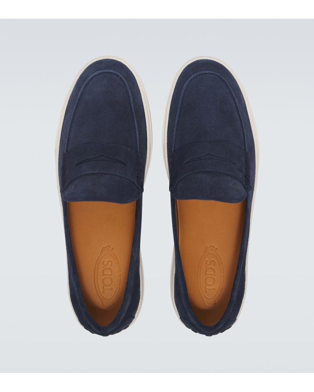 Tod\'s Men 8 Navy Blue Suede Penny Loafers Italian Designer Slip On Old Money Tod main image 4
