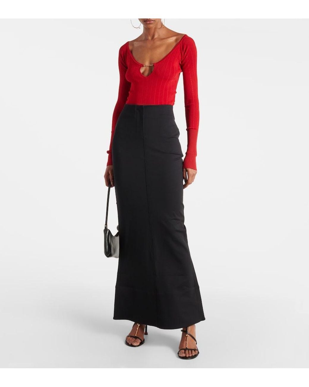 Jacquemus Black La Jupe Escala Knitted Maxi Skirt