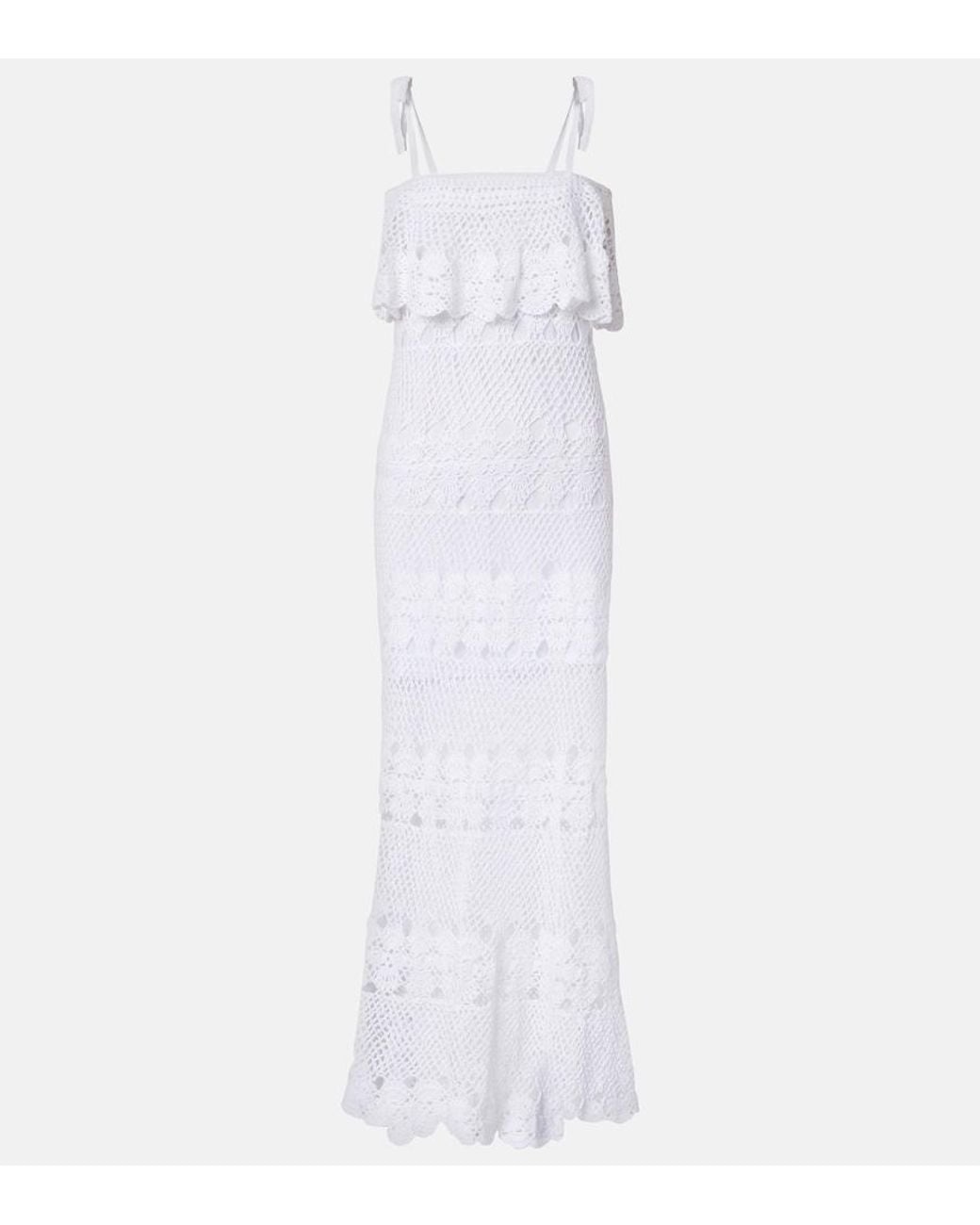 Anna Kosturova White Marianne Crochet Cotton Maxi Dress