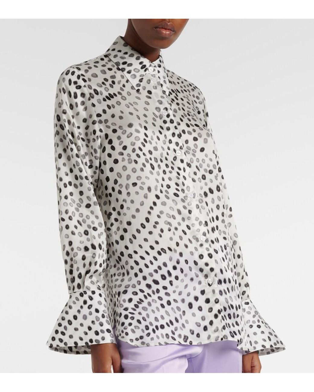 Nina Ricci White Printed Satin Blouse