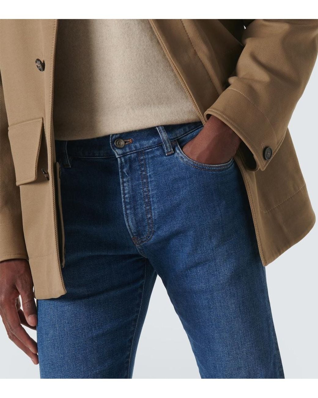 Loro Piana Blue Quarona Slim Jeans for men
