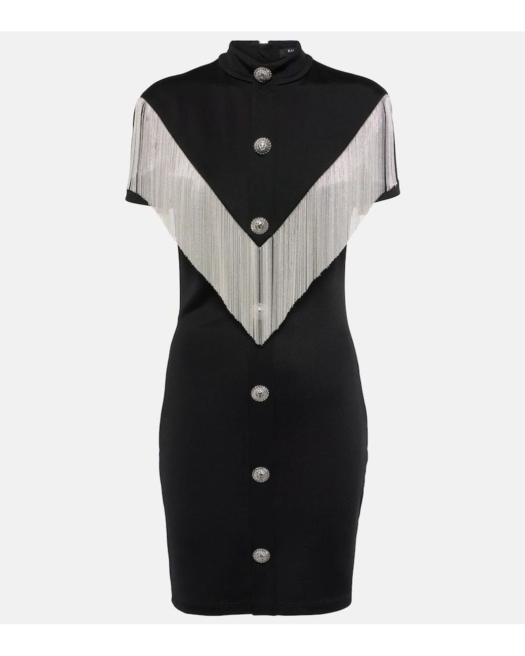 Balmain Black Fringed Mini Dress