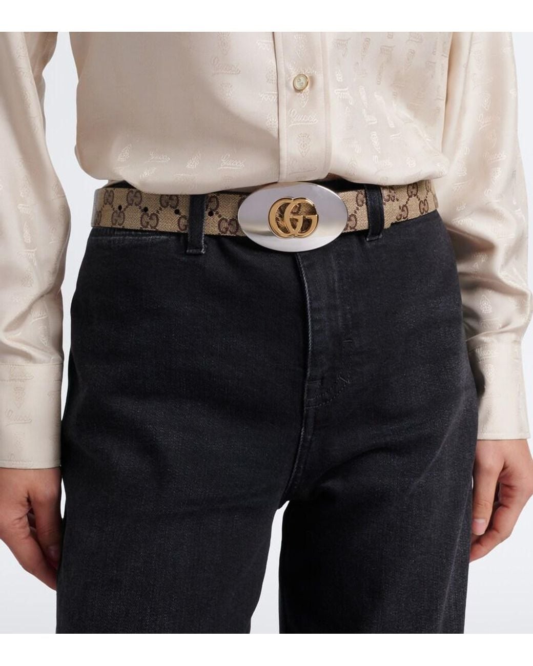 Gucci Natural Double G Gg Canvas Belt