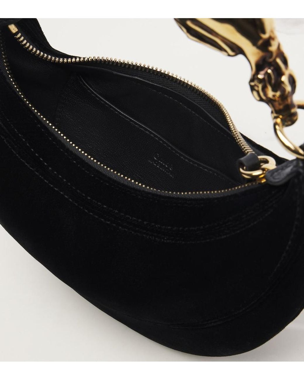 Chloé Black Chain Horse Small Velvet Shoulder Bag