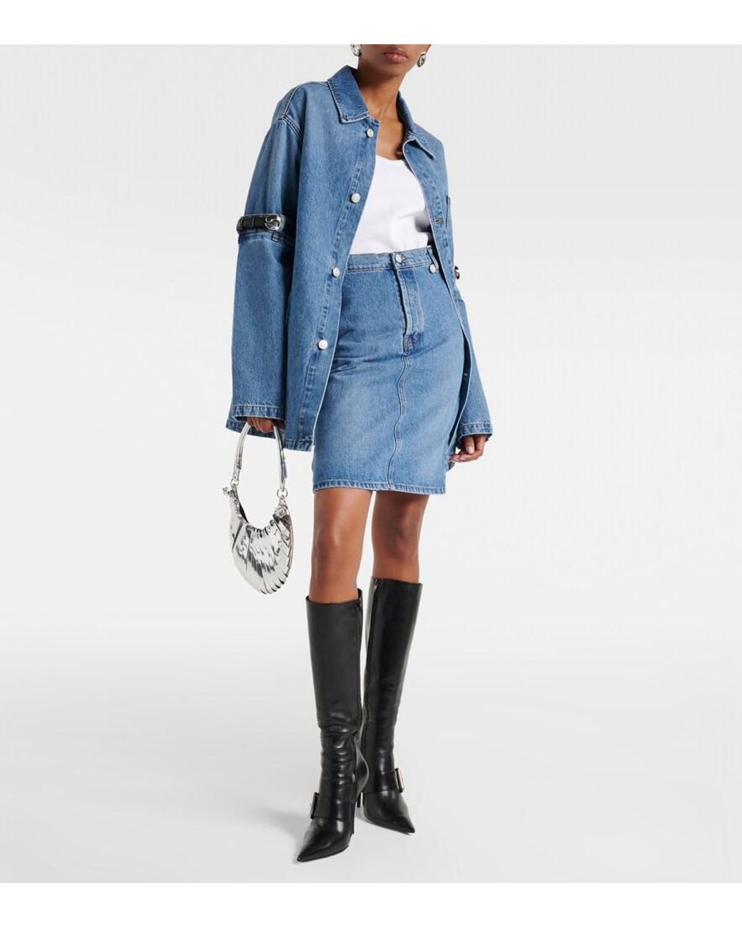 Coperni Blue Denim Pencil Skirt
