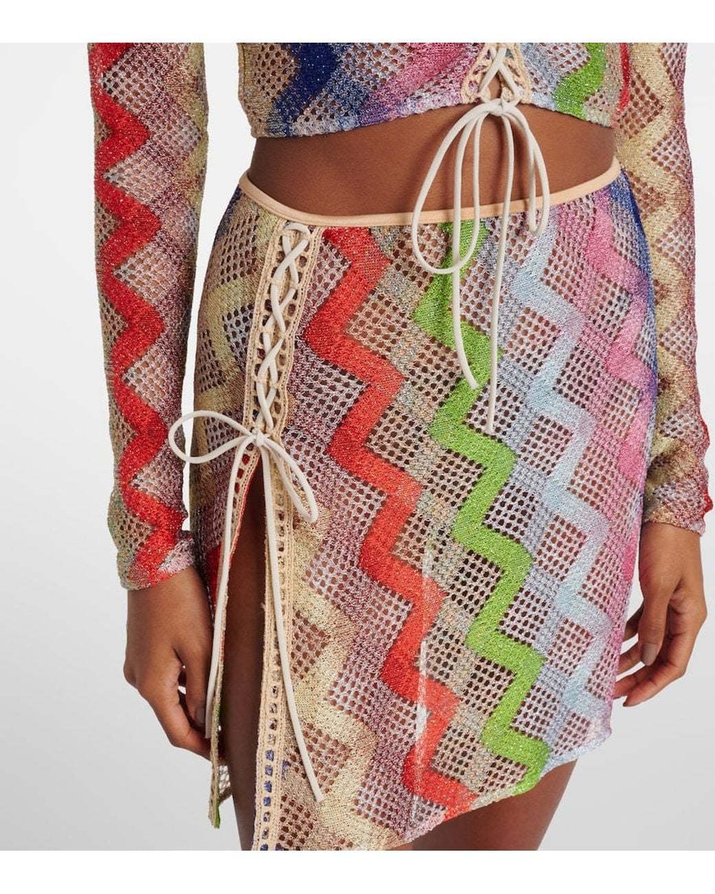 Minifalda De Croche En Zigzag Missoni de color Pink
