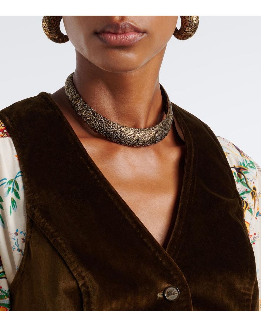 Etro Brown Cotton Velvet Vest
