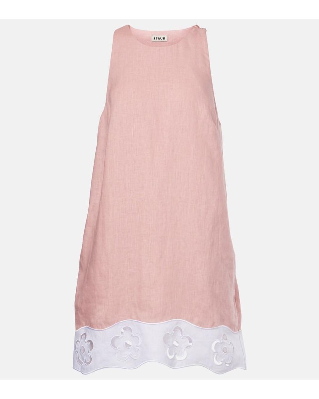 Staud Pink Mika Linen Minidress