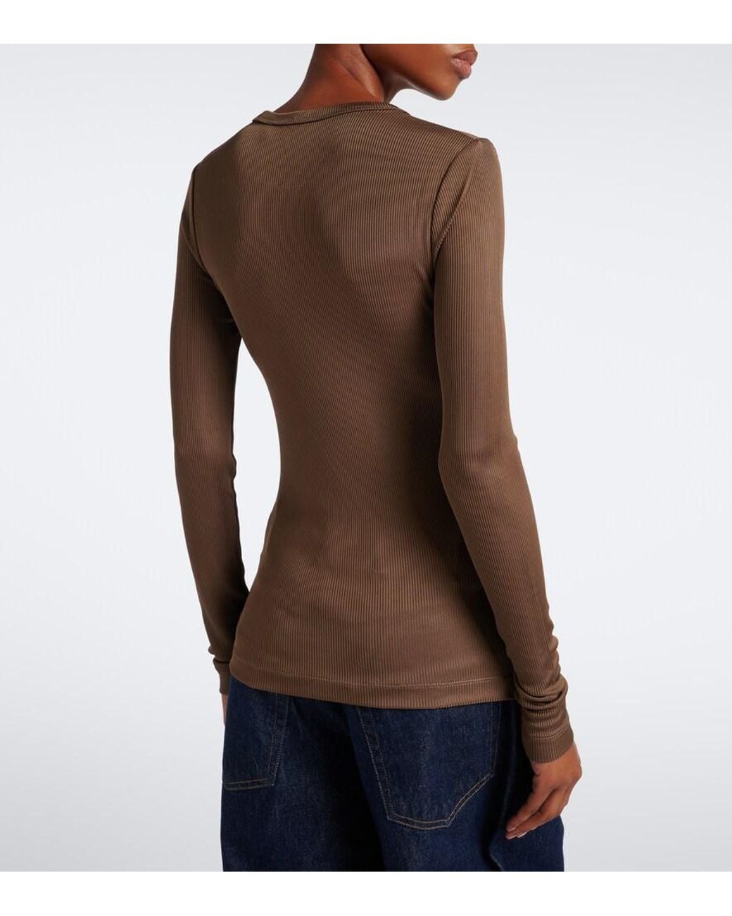 Agolde Brown Delphi Ribbed-Knit Top
