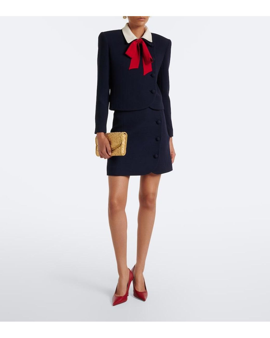 Valentino Garavani Blue Virgin Wool Crepe Miniskirt
