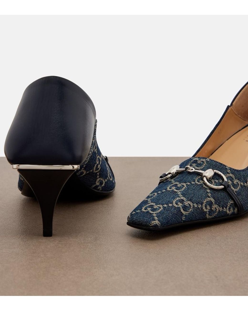 Gucci Blue Vittoria Gg Denim Pumps