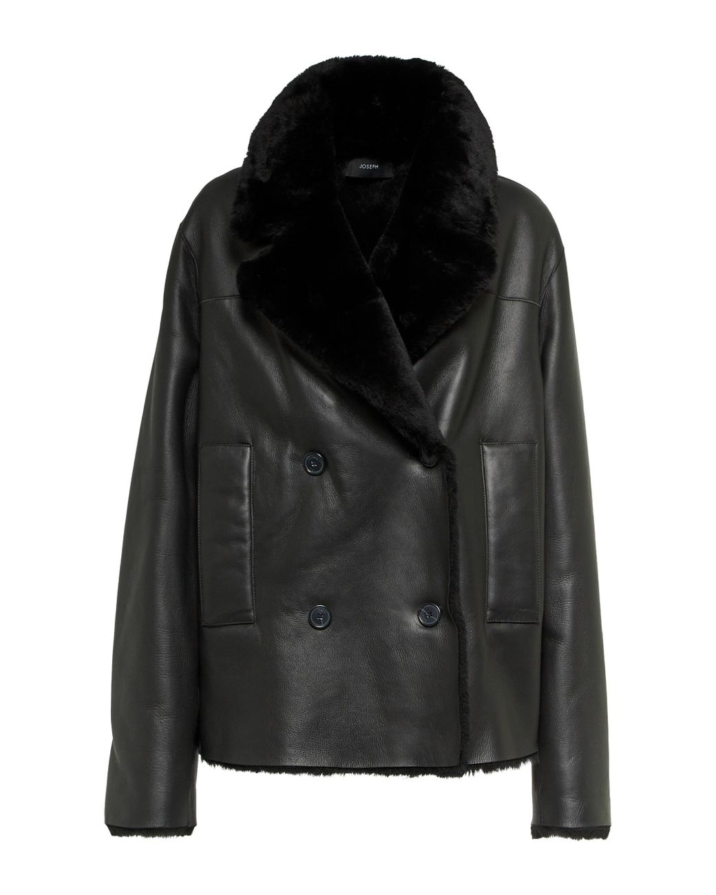 JOSEPH Calla Shearling And Leather Jacket in Black | Lyst UK