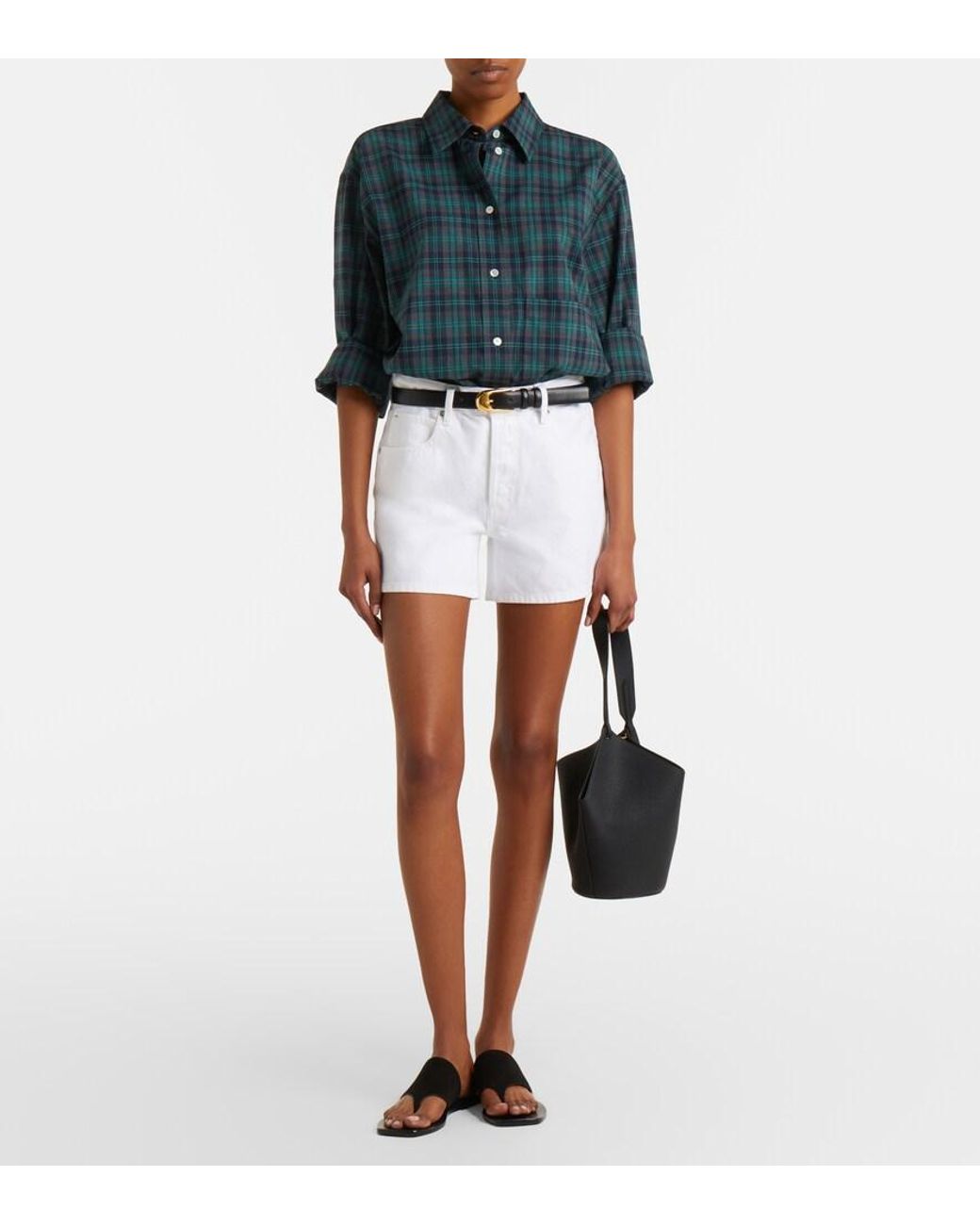 FRAME White The Long Hang Denim Shorts