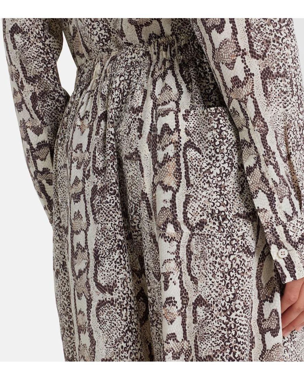 Balenciaga Natural Snake-Print Silk Palazzo Pants
