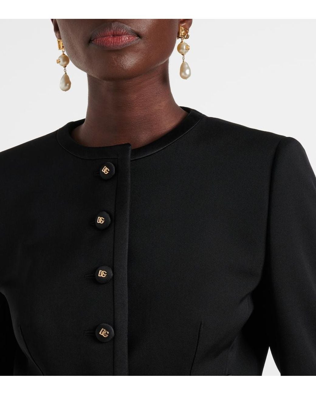 Dolce & Gabbana Black Cropped Wool-Blend Jacket