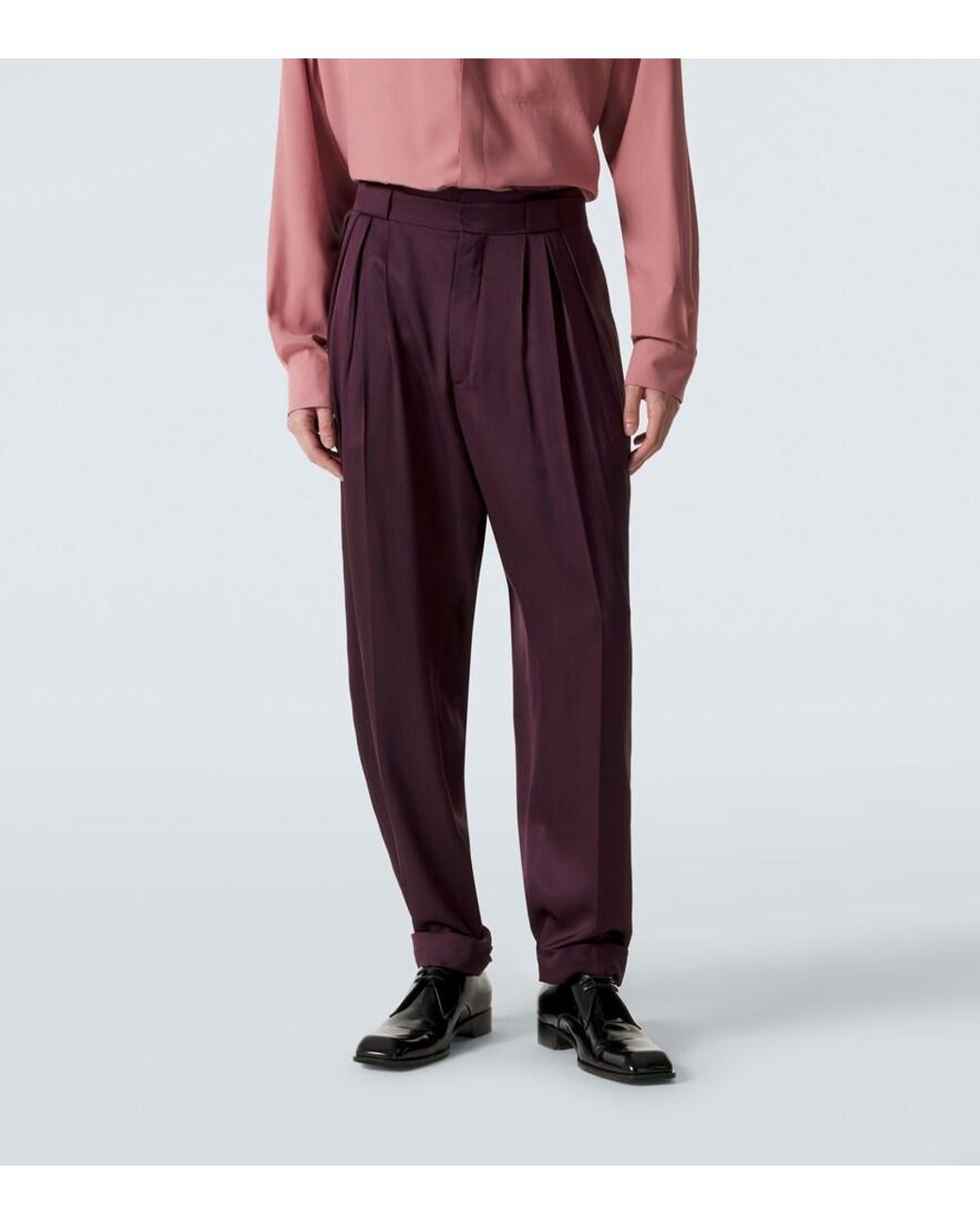 Saint Laurent Purple Silk Suit Pants for men
