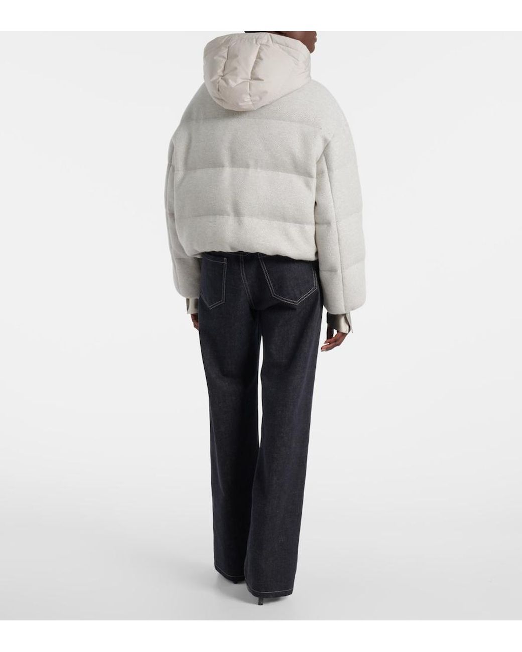 Brunello Cucinelli Gray Cashmere-Blend Down Jacket