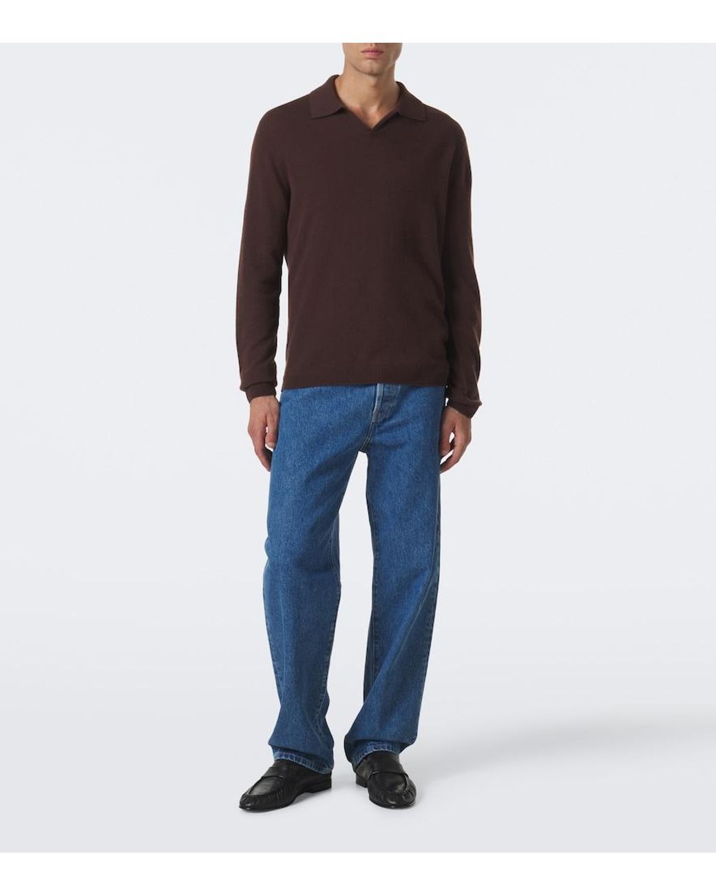 The Row Brown Ripley Cashmere Polo Sweater for men