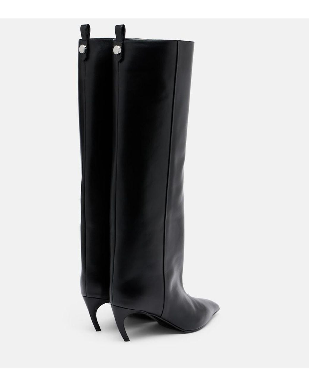 The Attico Black Lea Leather Knee-High Boots