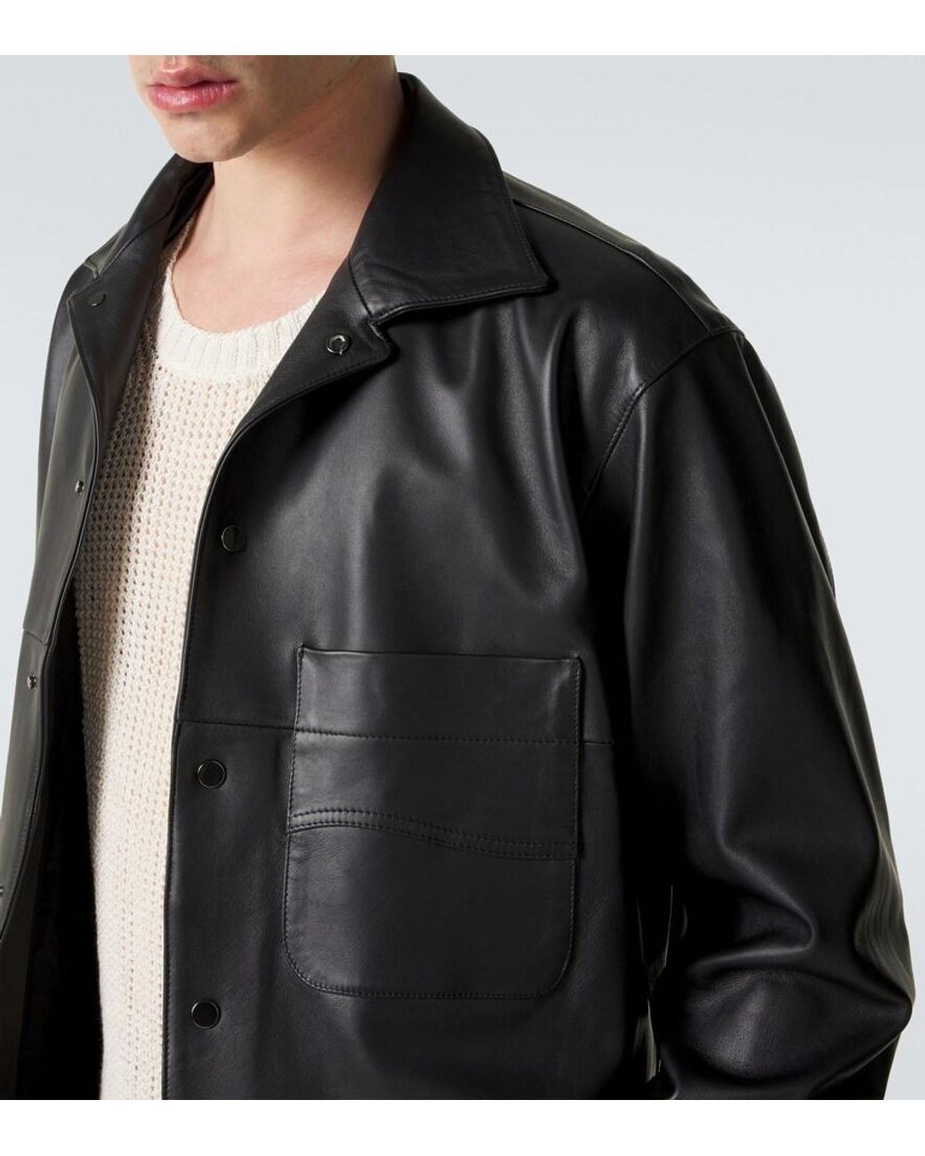 STÒFFA Black Leather Jacket for men