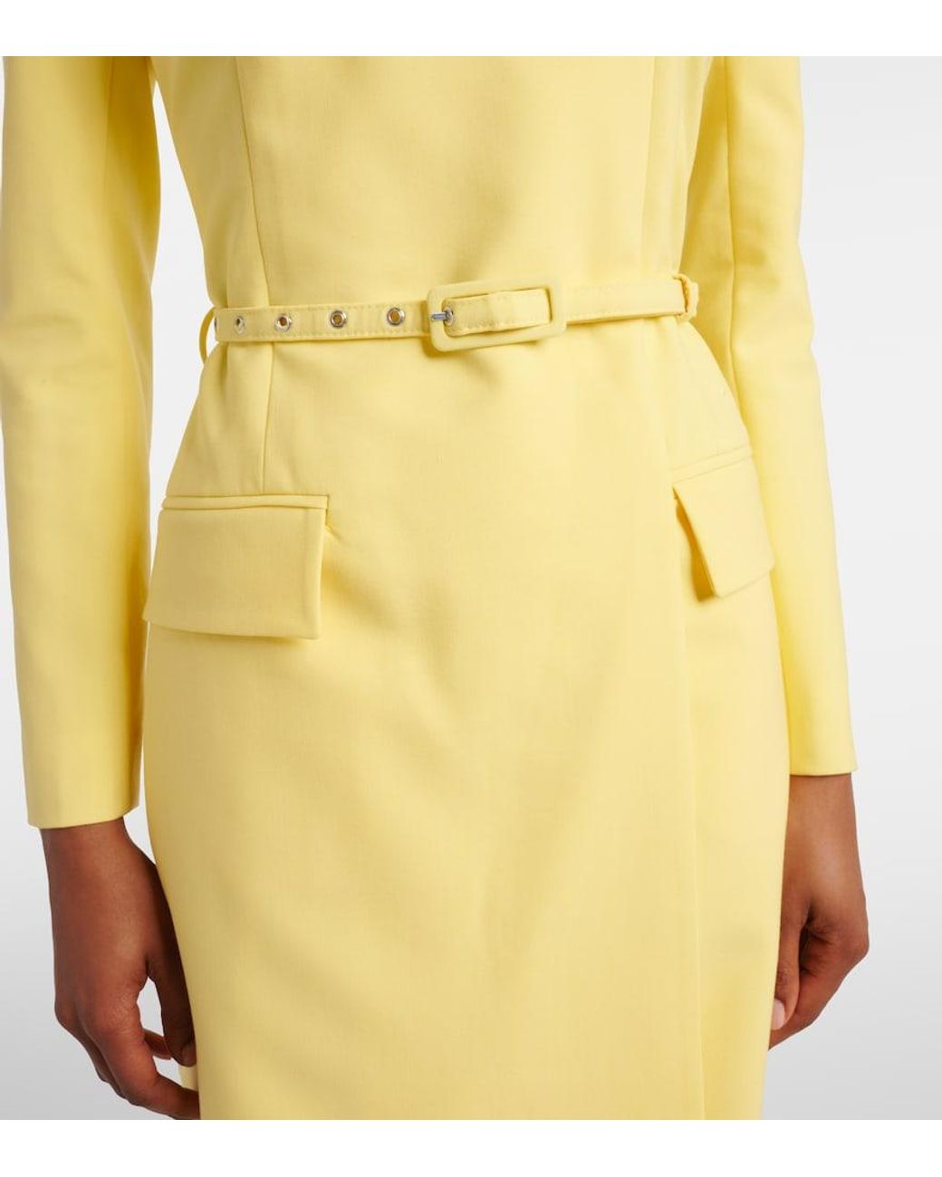 Emilia Wickstead Yellow Kalonice Crepe Midi Dress
