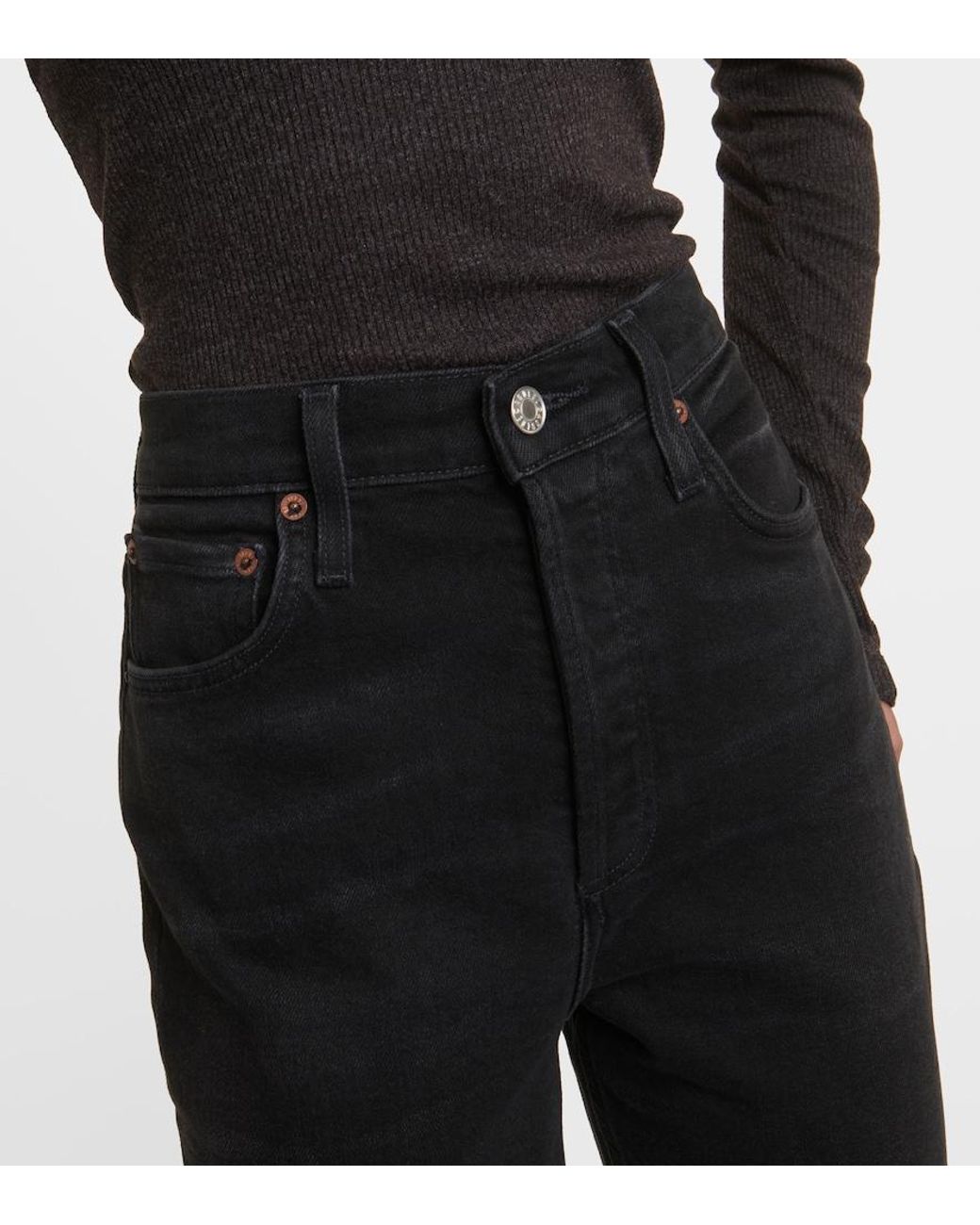 Agolde Black Freya High-Rise Slim Jeans