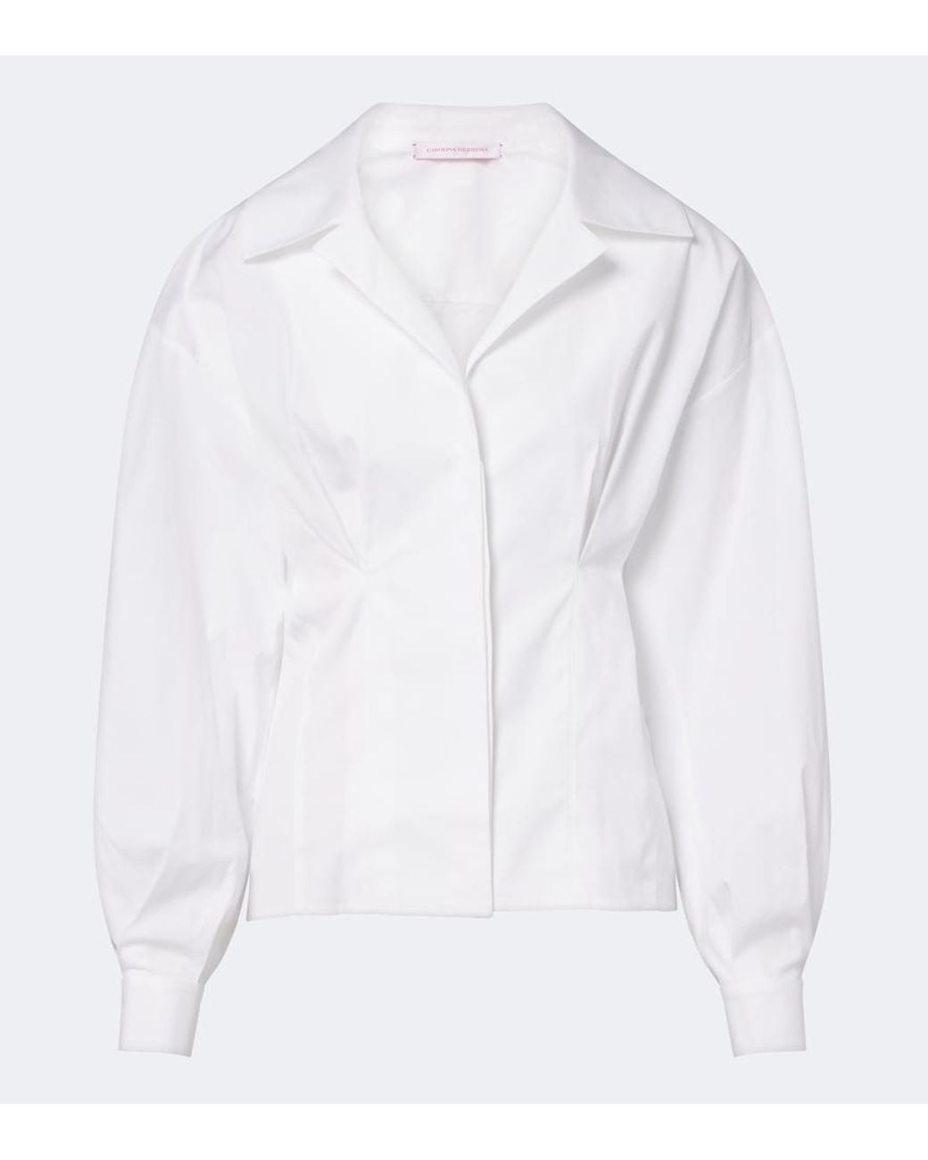 Carolina Herrera White Cotton-Blend Poplin Shirt