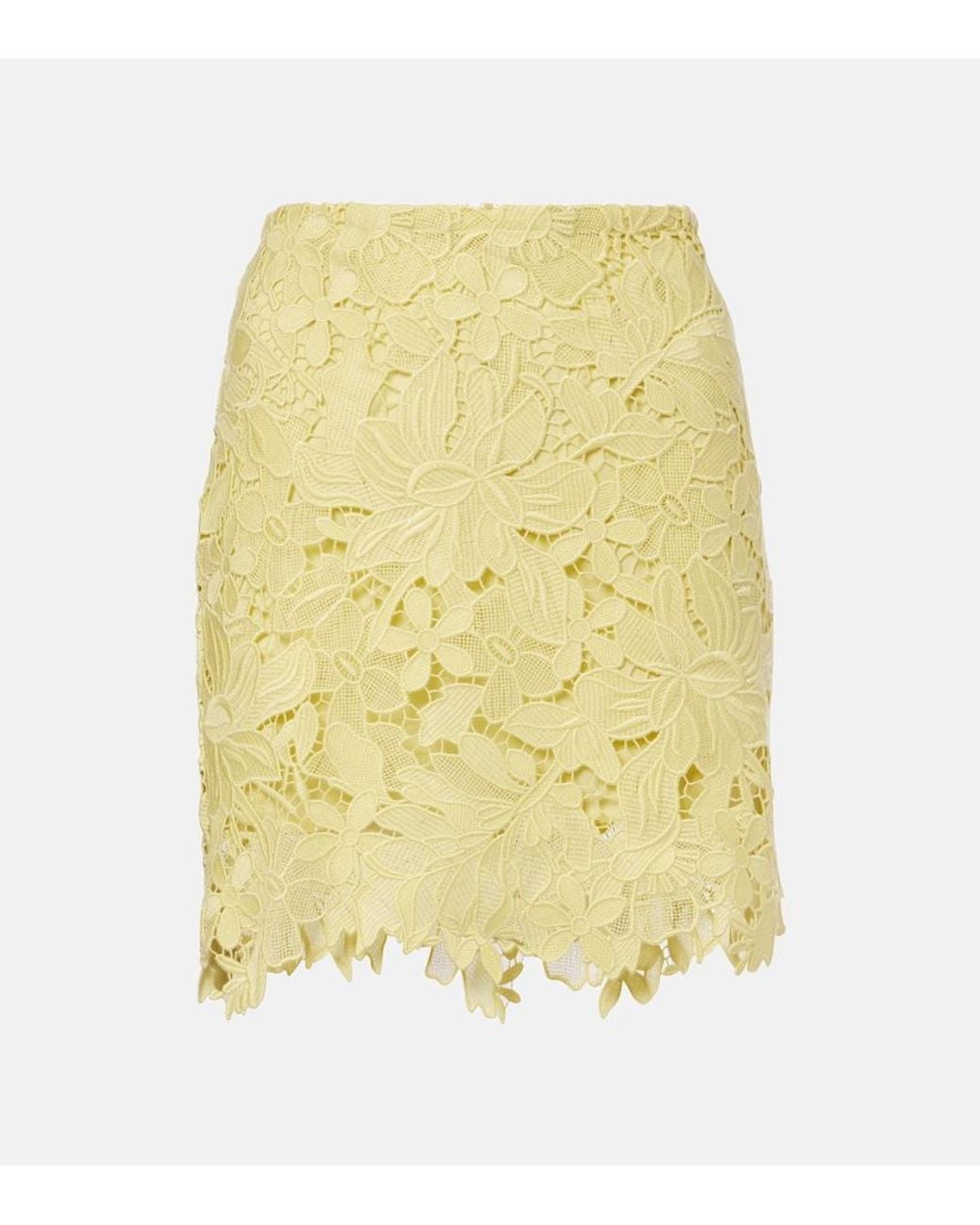 Sportmax Yellow Bora Floral Lace Miniskirt