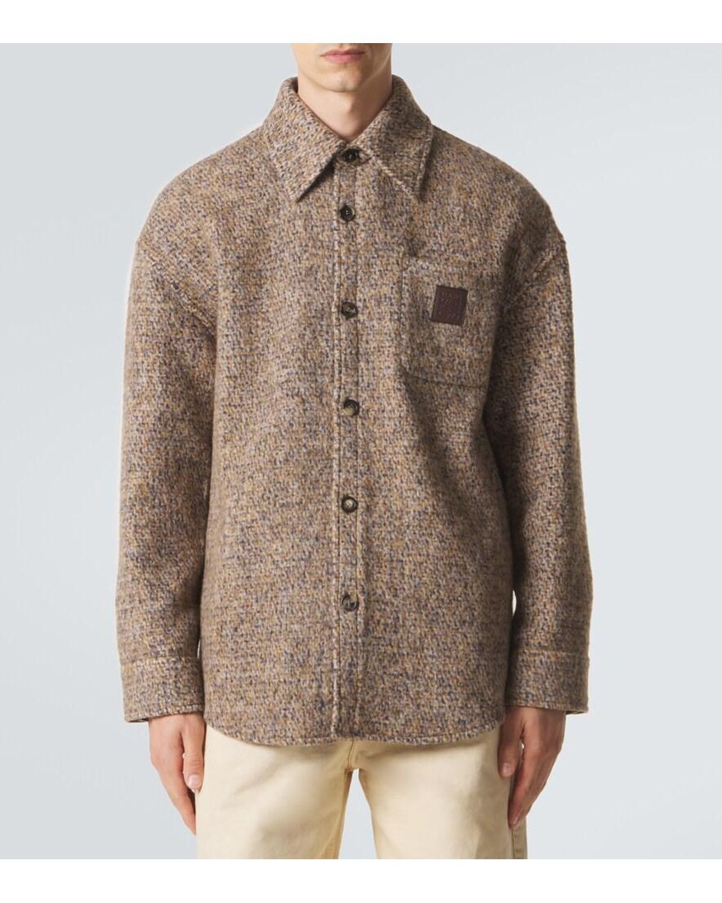 Loewe Brown Anagram Wool-Blend Overshirt for men