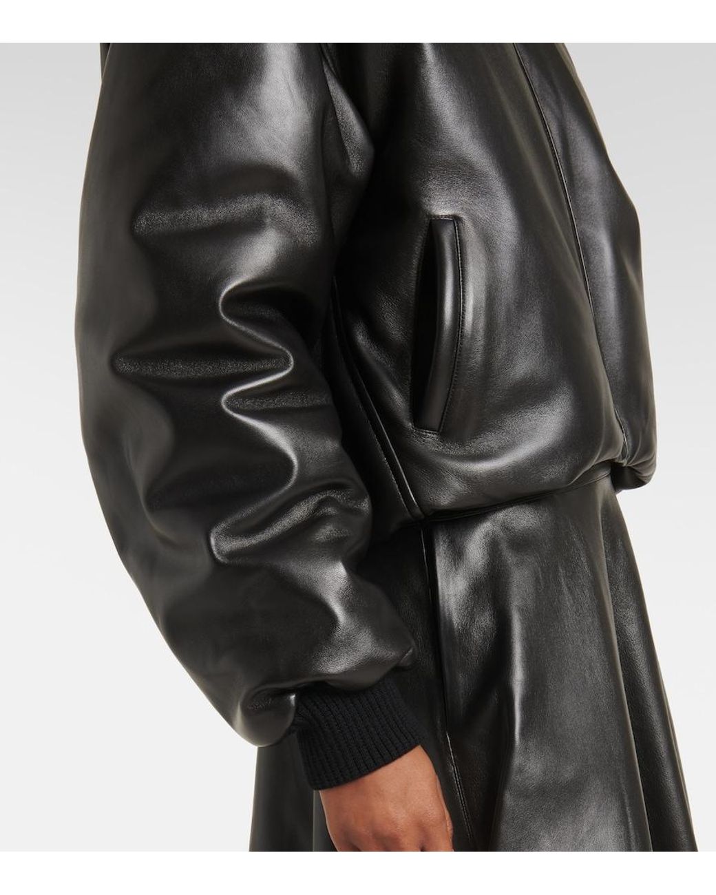 Alaïa Black Leather Bomber Jacket