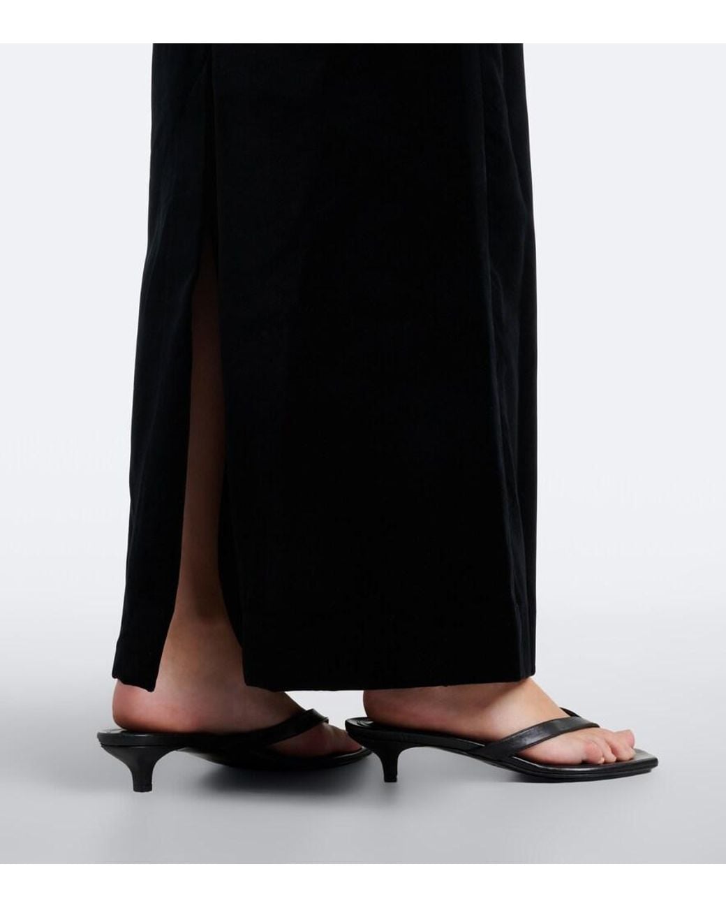 Rohe Black Asymmetric Cotton Velvet Gown